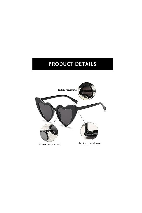 Lunettes De Soleil Coeur,2 PCS Lunettes Coeur Hippy Lunettes Hippie Monture En Métal Rétro Lunettes De Soleil Vintage Pour Fe