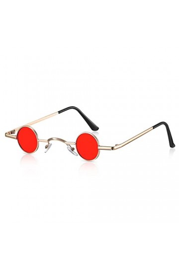 Photect Lunettes de Soleil Rondes Vintage Rétro Hippy à Monture Métal Petit Cercle Noir Or, Rouge 