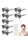 Seasboes Bride Lot de 8 lunettes de soleil en forme de cœur pour femme - Accessoires photo - Lunettes de soleil sans monture 