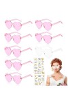 Seasboes Bride Lot de 8 lunettes de soleil en forme de cœur pour femme - Accessoires photo - Lunettes de soleil sans monture 
