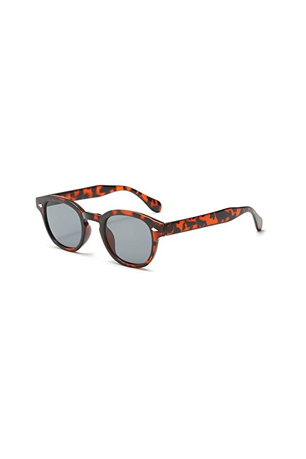 YAMEIZE Ronde Lunette de Soleil Femme-Ovale Vintage Rétro Protection UV400 Conduite Lunette Gris léopard