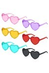 SelfTek Lot de 6 paires de lunettes de soleil en forme de cœur - Transparentes - Colorées - Tendance - Pour homme et femme - 
