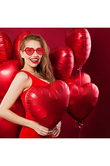 SelfTek Lot de 6 paires de lunettes de soleil en forme de cœur - Transparentes - Colorées - Tendance - Pour homme et femme - 