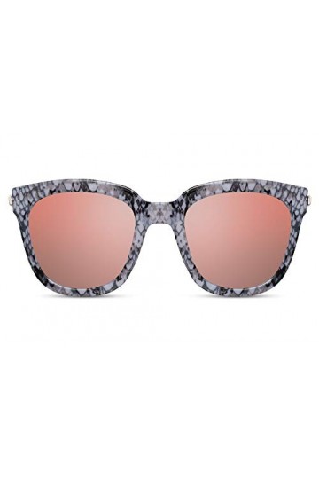 Cheapass Lunettes de Soleil Grises-Roses Serpent Oversize à Haut Plat XXL UV400 Lunettes Femmes