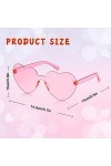 SelfTek Lot de 2 lunettes de soleil en forme de cœur rose sans monture en forme de cœur - Transparentes - Colorées - Mode - P
