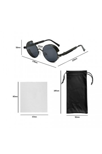 TAFACE 2 lunettes de soleil rondes rétro, 1 chiffon à lunettes, 1 sac de rangement pour lunettes, lunettes de soleil punk, ad
