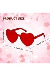 SelfTek Lot de 2 lunettes de soleil en forme de cœur rouge sans monture en forme de cœur transparent coloré pour femmes, homm