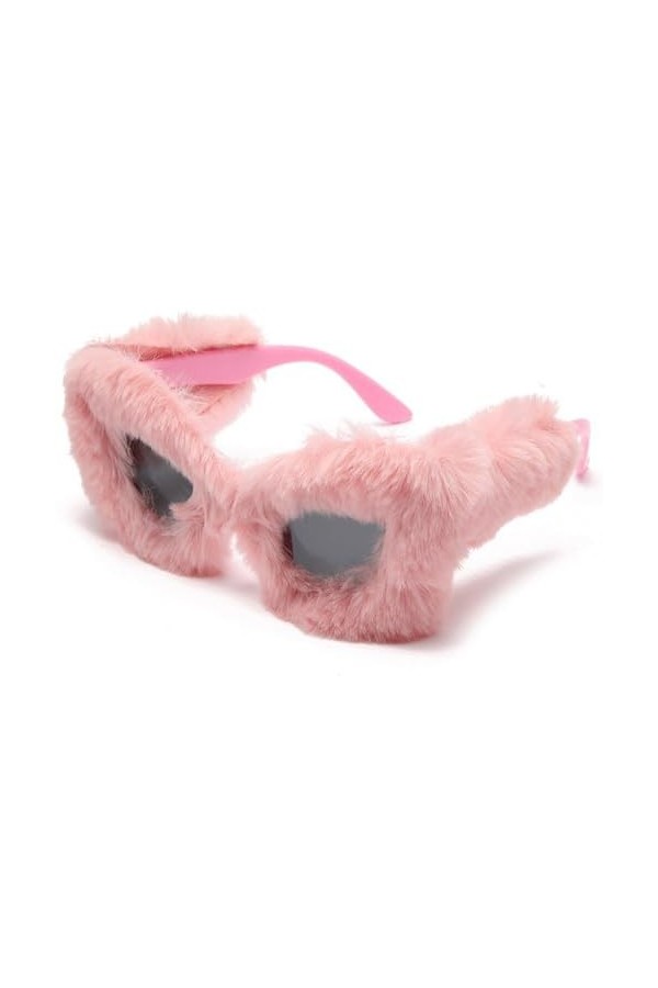 Wudaizhi Lunettes de soleil en peluche pour femmes Lunettes de soleil en velours doux Lunettes de soleil pour femmes Mode fém