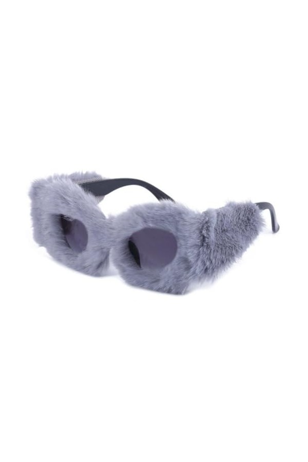 Wudaizhi Lunettes de soleil en peluche pour femmes Lunettes de soleil en velours doux Lunettes de soleil pour femmes Mode fém