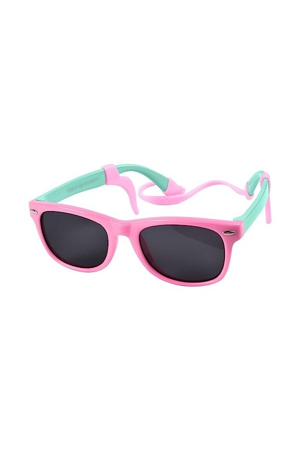 besbomig Classiques Lunettes de Soleil Polarisées Enfants Lunettes de Sport Rectangulaires à Monture Flexible pour Fille Garç