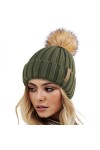 FURTALK Bonnet dhiver Bonnet tricoté Chaud pour Femmes avec Pompon en Fausse Fourrure
