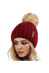 FURTALK Bonnet dhiver Bonnet tricoté Chaud pour Femmes avec Pompon en Fausse Fourrure