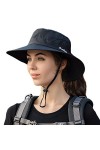 Chapeau de Soleil Boonie Protection UV Mesh Réglable Seau de Pêche Queue de Cheval Cap - Gris - Medium