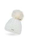 Neverless® Bonnet tricoté avec pompon en fourrure synthétique pour femme - Beige - Taille Unique