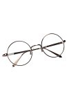 Lunettes Unisexe Rétro Lentille Claire Ronde Monture en Métal Couleur de Bronze
