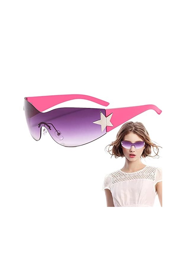 Y2Kk Lunettes de soleil Y2K pour femme, lunettes de soleil Y2K, lunettes de soleil Y2K, lunettes de sport UV400 pour lextéri
