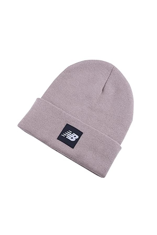 New Balanc Adult Knit Cuffed Beanie with Flying NB Woven Patch Logo, Mindful Grey