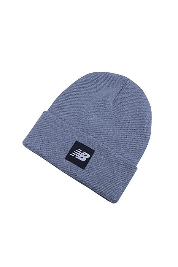 New Balanc Adult Knit Cuffed Beanie with Flying NB Woven Patch Logo, Mindful Grey