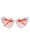 harayaa Lunettes œil de chat, lunettes de soleil en forme de cœur, monture en perles dimitation, pour voyage, rose