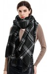 Superora Echarpe Ch⬥ ࠃarreaux Plaid Grand Chaud El駡nt Femme Automne Hiver 200 * 70cm,Taille unique,Blanc