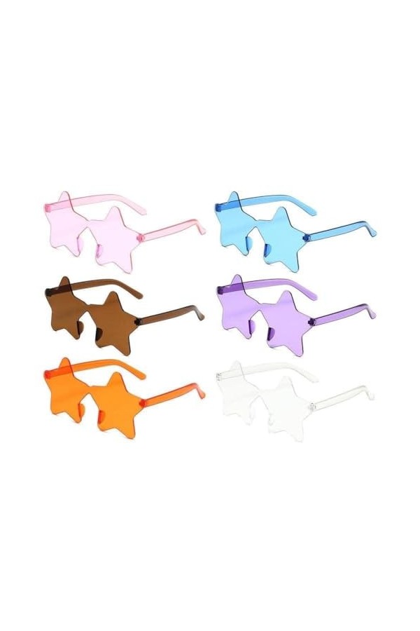 GXFCAI Lunettes de soleil sans monture en forme détoile - Transparentes - Couleur bonbon - Pentagramme - Costume Fa - Pour f