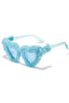 Ppmter Lunettes de Soleil en Peluche pour Femmes, cœur Flou, Punk, Nuances Douces, Lunettes de fête Rave, Lunettes de Mascara