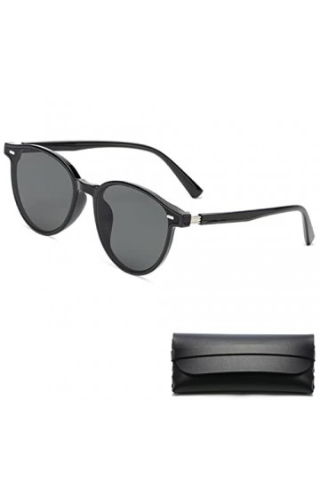 IOSPKKIO® Wrap Around Lunettes de soleil polarisées avec étui pour homme et femme – Lunettes rondes vintage avec protection U