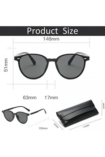 IOSPKKIO® Wrap Around Lunettes de soleil polarisées avec étui pour homme et femme – Lunettes rondes vintage avec protection U