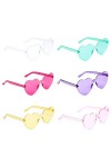 LUTER 6pcs Lunettes de Soleil Coeur, Transparente Lunettes de Soleil Sans Monture Rétro Lunettes Jaune, Rose, Violet, Rose ro