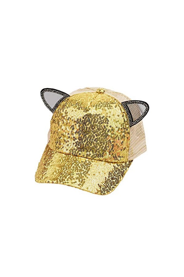 Surkat Bonnet de baseball à paillettes avec sangle réglable pour femme - Blanc - Taille unique