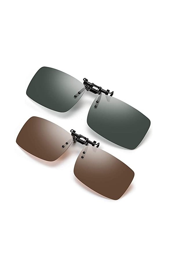 HREDZEO Lunettes Polarisées à Lentilles,2 pcs Clip Lunettes de Soleil Unisexe Verres Polarisés Hommes/Femmes UV400 Verres Rec