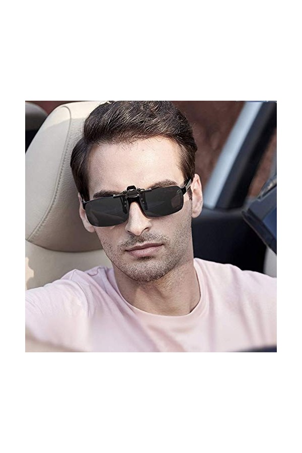 HREDZEO Lunettes Polarisées à Lentilles,2 pcs Clip Lunettes de Soleil Unisexe Verres Polarisés Hommes/Femmes UV400 Verres Rec