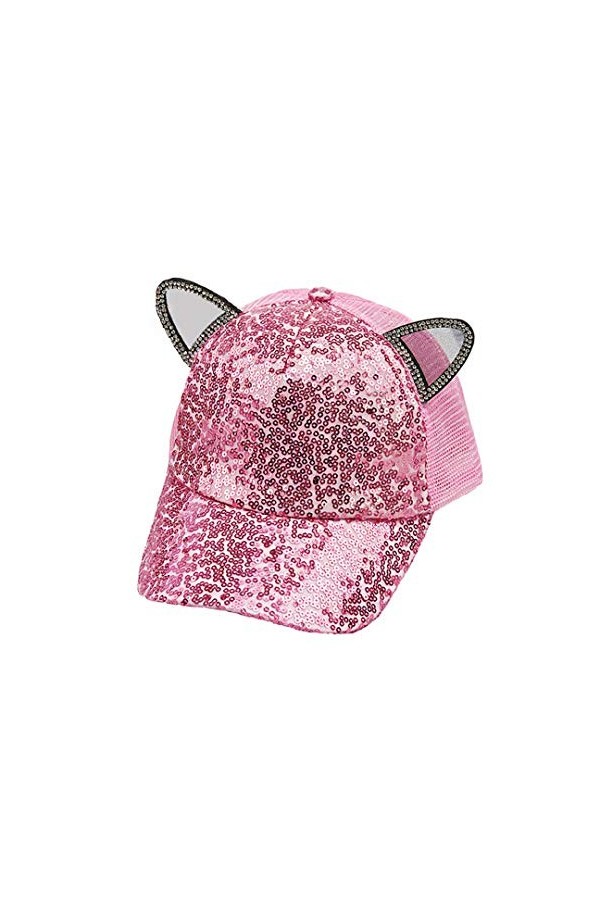 Surkat Bonnet de baseball à paillettes avec sangle réglable pour femme - Blanc - Taille unique