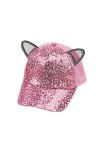 Surkat Bonnet de baseball à paillettes avec sangle réglable pour femme - Blanc - Taille unique