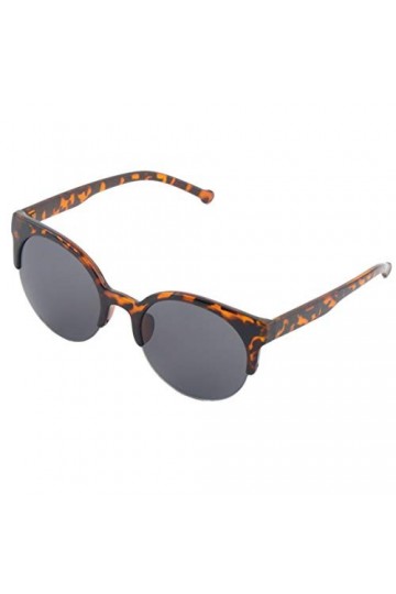 Kurphy Lunettes de soleil unisexe à monture ronde classique semi-ronde avec monture en cercle - Pour homme et femme