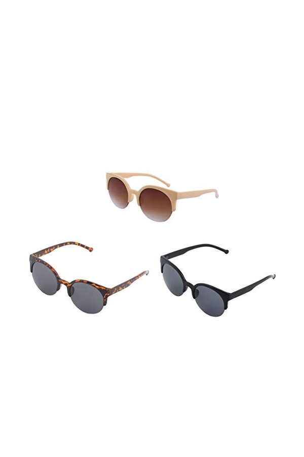 Kurphy Lunettes de soleil unisexe à monture ronde classique semi-ronde avec monture en cercle - Pour homme et femme