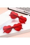 ZKSXOA 6 Paires de Lunettes Soleil Sans Monture en Forme Coeur Lunettes Soleil Coeur Sans Cadre Verres Clairs Couleur Bonbon 