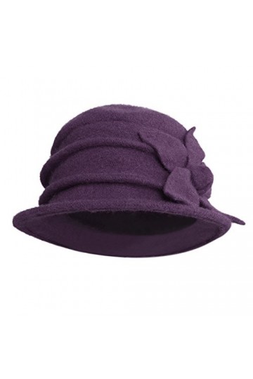LAEMILIA Chapeau cloche dhiver en polaire douce pour femme avec passepoil et nœud, bleu marine, taille unique