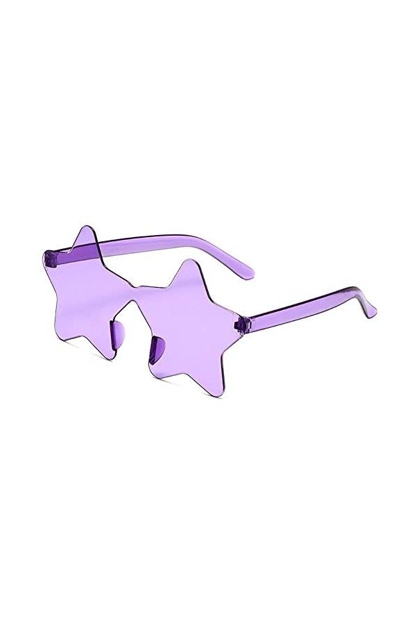 Lunettes de soleil sans monture en forme détoile - Transparentes - Couleur bonbon - Pentagramme Z3U8 - Pour femme, 6 couleur
