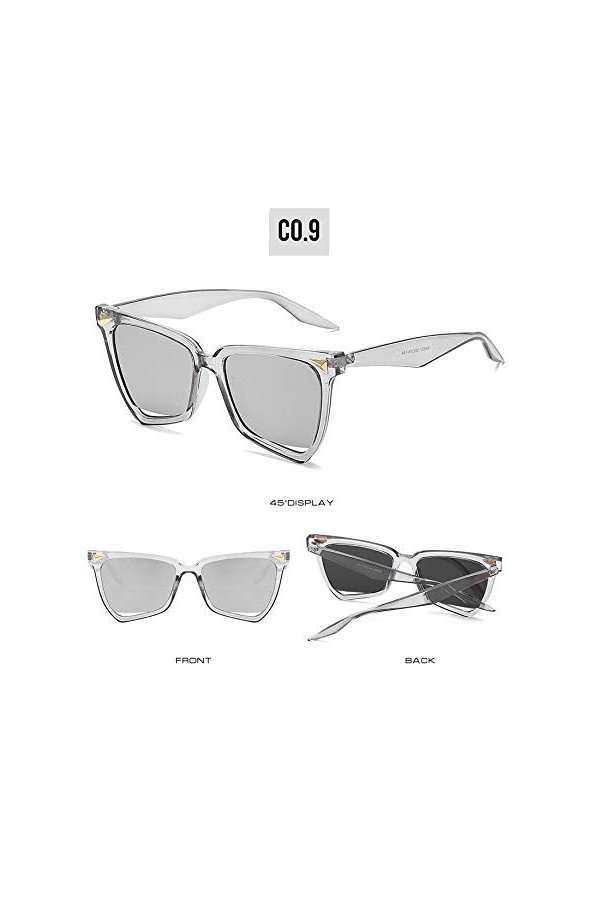 YIERJIU Lunettes Cat Eye Lunettes de Soleil Femmes Nouveau Leopard Point Vintage Carré Lunettes de Soleil Femmes Nuances Grad