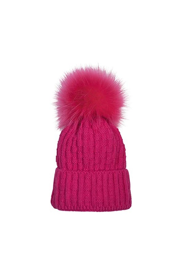 styleBREAKER Bonnet en Maille avec Pompon Unisexe, avec Motif tressé et Doublure en Polaire, Bonnet dhiver avec Un Pompon en