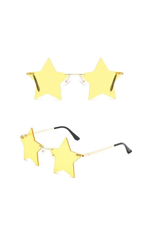 PiniceCore 1pc Personnalité Rimless Lunettes De Soleil Étoile À Cinq Branches En Forme De Lunettes Unique Pentagram Lunettes