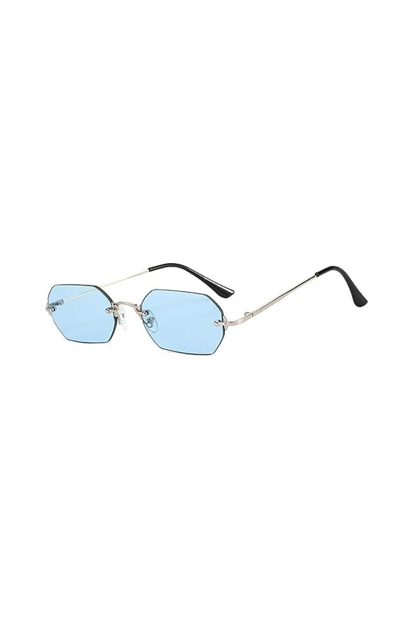 yuwqqoajv Lunettes de soleil rectangulaires robustes et durables avec des lunettes en métal octogonales à petit cadre en méta