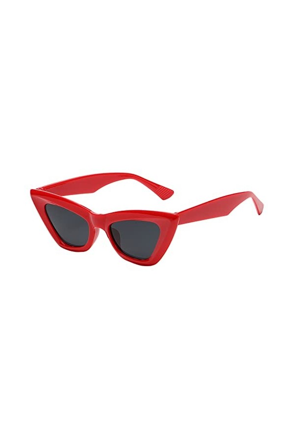 QWASZX Lunettes de soleil pour femme - Motif chat - Style rétro - Unisexe, rouge, taille unique