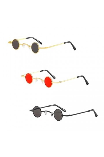 INNAL 3 Paires Lunettes de Soleil Mini Rondes Hippie Lunettes de Soleil Mini Rétro Petites Lunettes de Soleil Hippie pour Hom