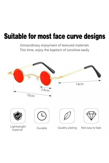 INNAL 3 Paires Lunettes de Soleil Mini Rondes Hippie Lunettes de Soleil Mini Rétro Petites Lunettes de Soleil Hippie pour Hom