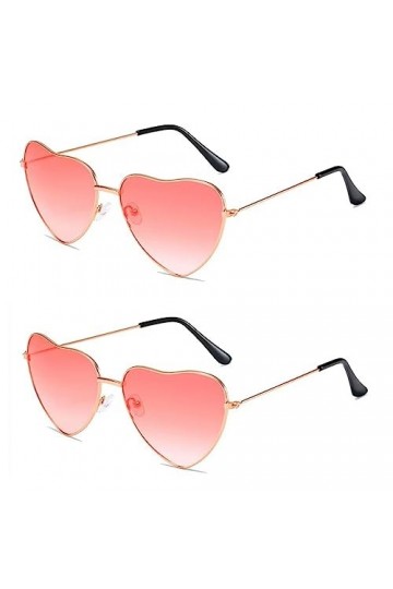 LATRAT Lot de 2 paires de lunettes de soleil en forme de cœur rétro vintage pour enfants, hommes et femmes, années 60, 70, 80