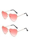 LATRAT Lot de 2 paires de lunettes de soleil en forme de cœur rétro vintage pour enfants, hommes et femmes, années 60, 70, 80