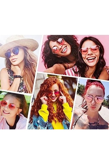 LATRAT Lot de 2 paires de lunettes de soleil en forme de cœur rétro vintage pour enfants, hommes et femmes, années 60, 70, 80