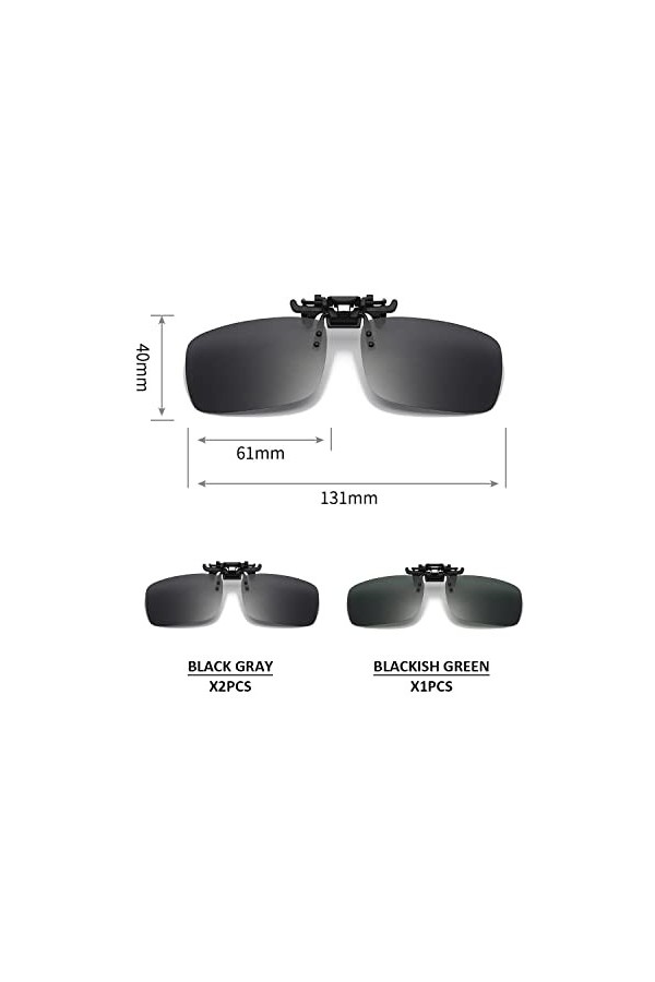 TAFACE 3 clips de lunettes de soleil, clips de lunettes de soleil, clips de lunettes de soleil à la mode, clips de lunettes d